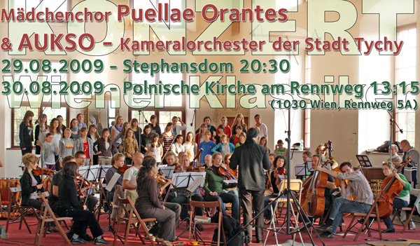 Chór dziewczęcy PUELLAE ORANTES i AUKSO - Orkiestra Kameralna miasta Tychy koncert w wiedeńskiej katedrze Stephansdom